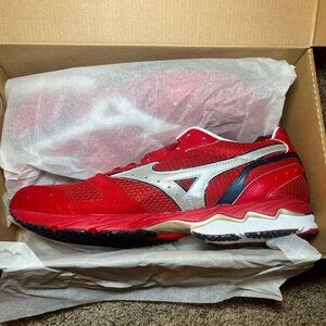Mizuno Red and Silver Athletic Sneakers